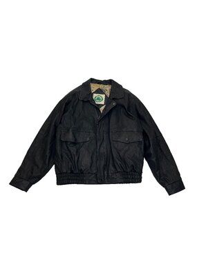 Burks Bay Black Genuine Leather Jacket Mens L